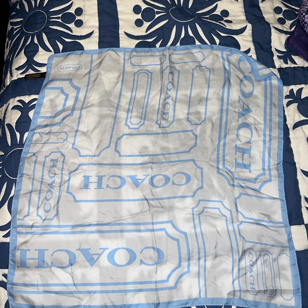 Coach Light Blue Silk Scarf